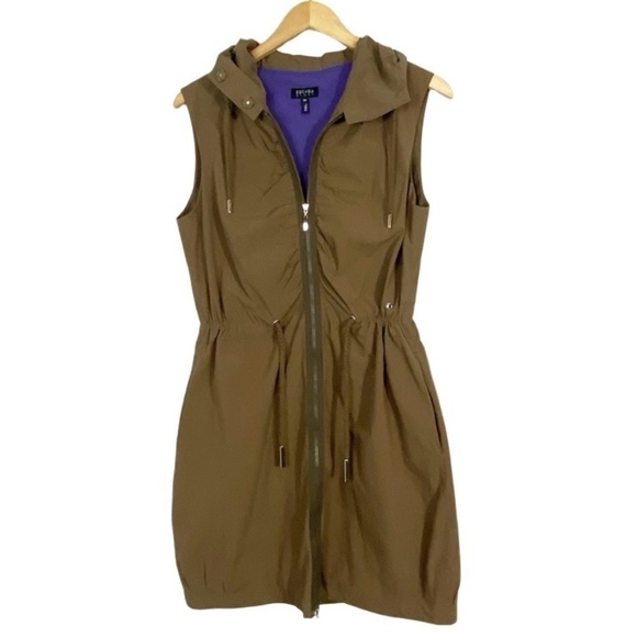 ESCADA Sport Hooded Sleeveless Jacket Tunic Zip Anorak Olive - Picture 1 of 13